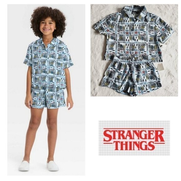 Girls' Stranger Things Woven 2pc Top & Bottom Set, 3KIDi-BD - Picture 1 of 6